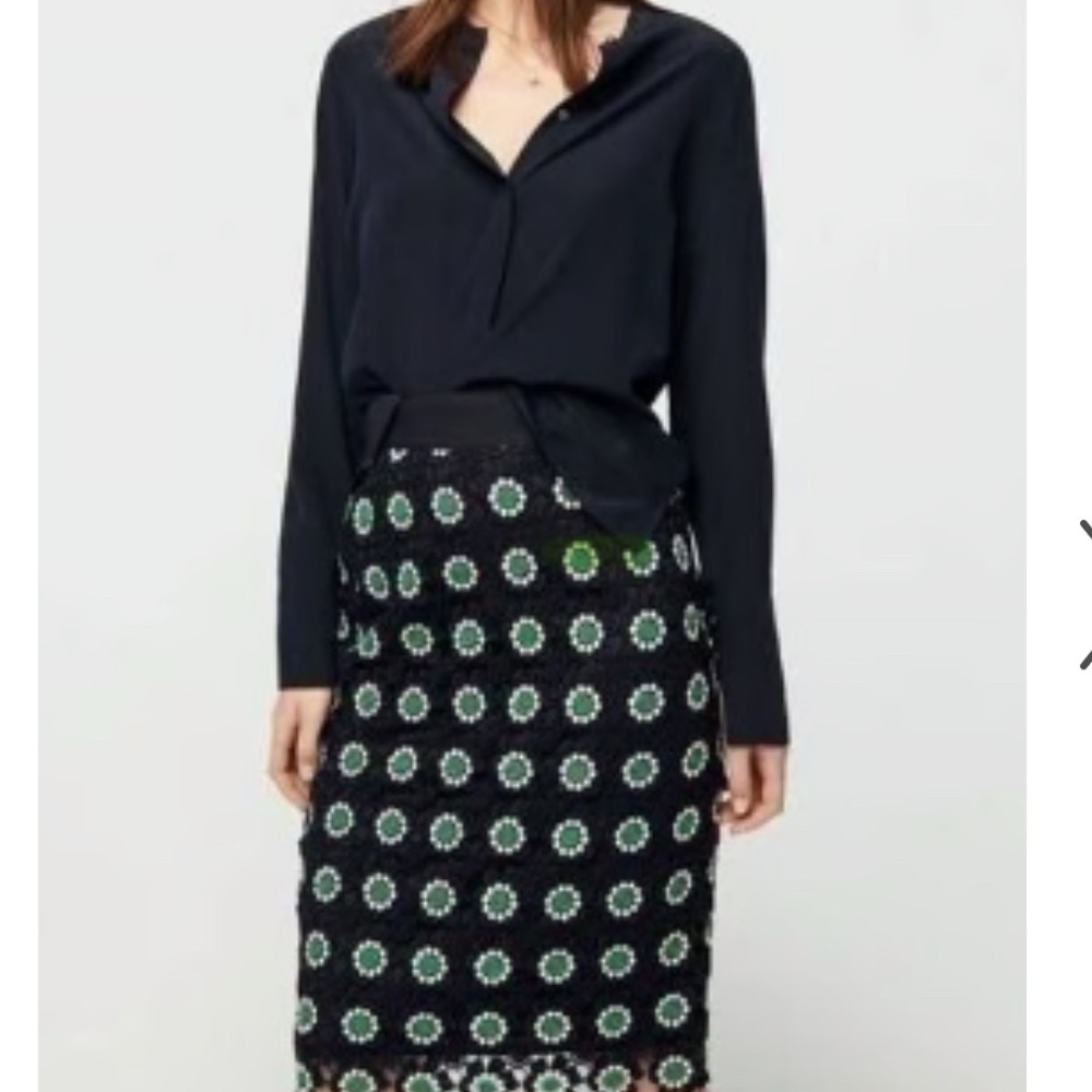 J Crew Green and White Embellished Pencil Skirt - Picture 4 of 11